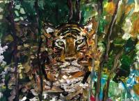 Tiger, by jhago, 80x60 (gerahmt), Acryl auf Leinwand 2018,